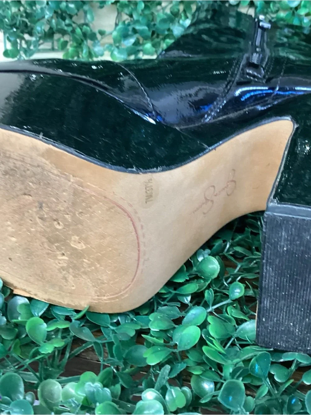 Jessica Simpson Black Patent Platform Ankle Boots